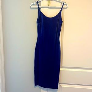 Blue velvet midi dress